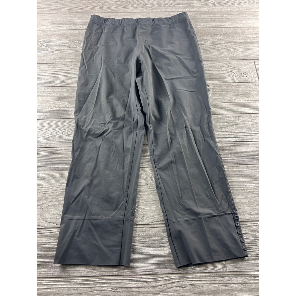 IC by Connie K Womens XL Gray Cropped Button Hem Elastic Waist Pants Made in USA